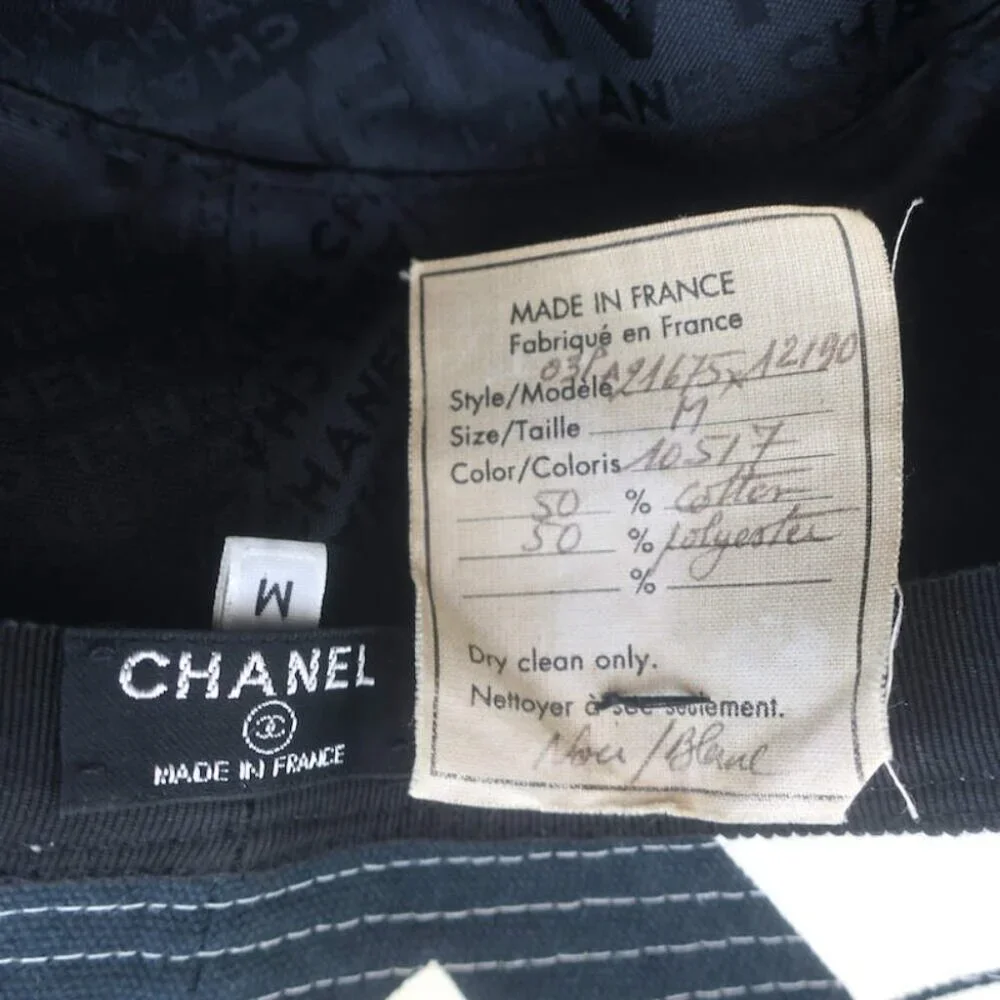Chanel Window Print Bucket Hat Black & White Canvas Size Medium